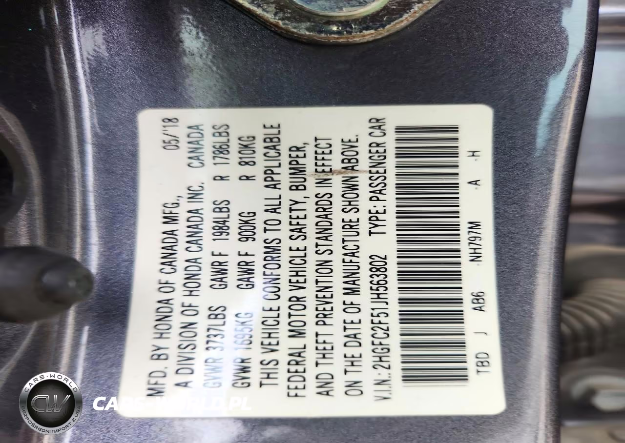 2018 Honda Civic Lx VIN:2HGFC2F51JH563802 - 13