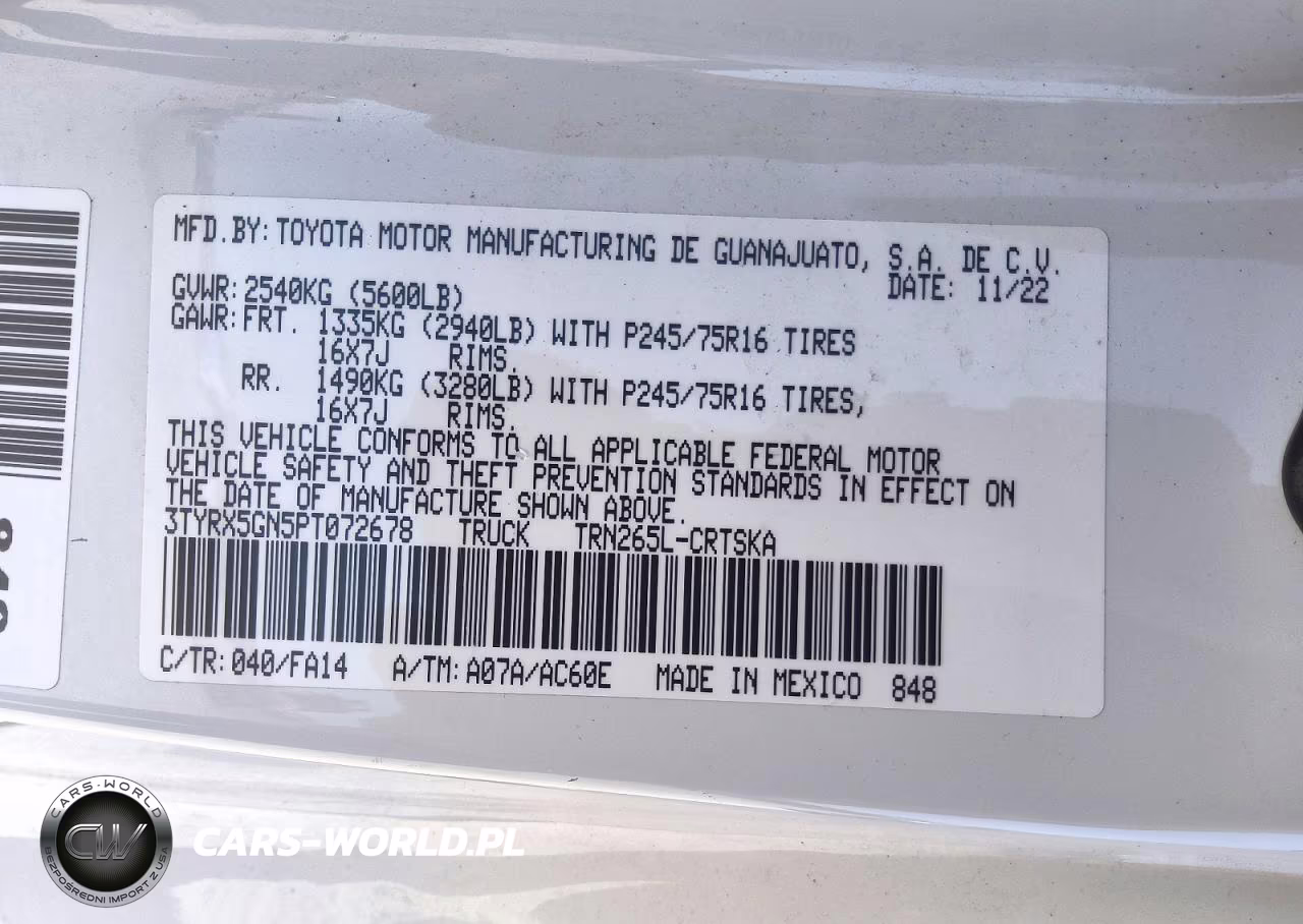 2023 Toyota Tacoma Sr VIN:3TYRX5GN5PT072678 - 12