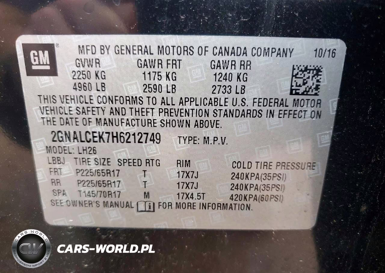 2017 Chevrolet Equinox Lt VIN:2GNALCEK7H6212749 - 13