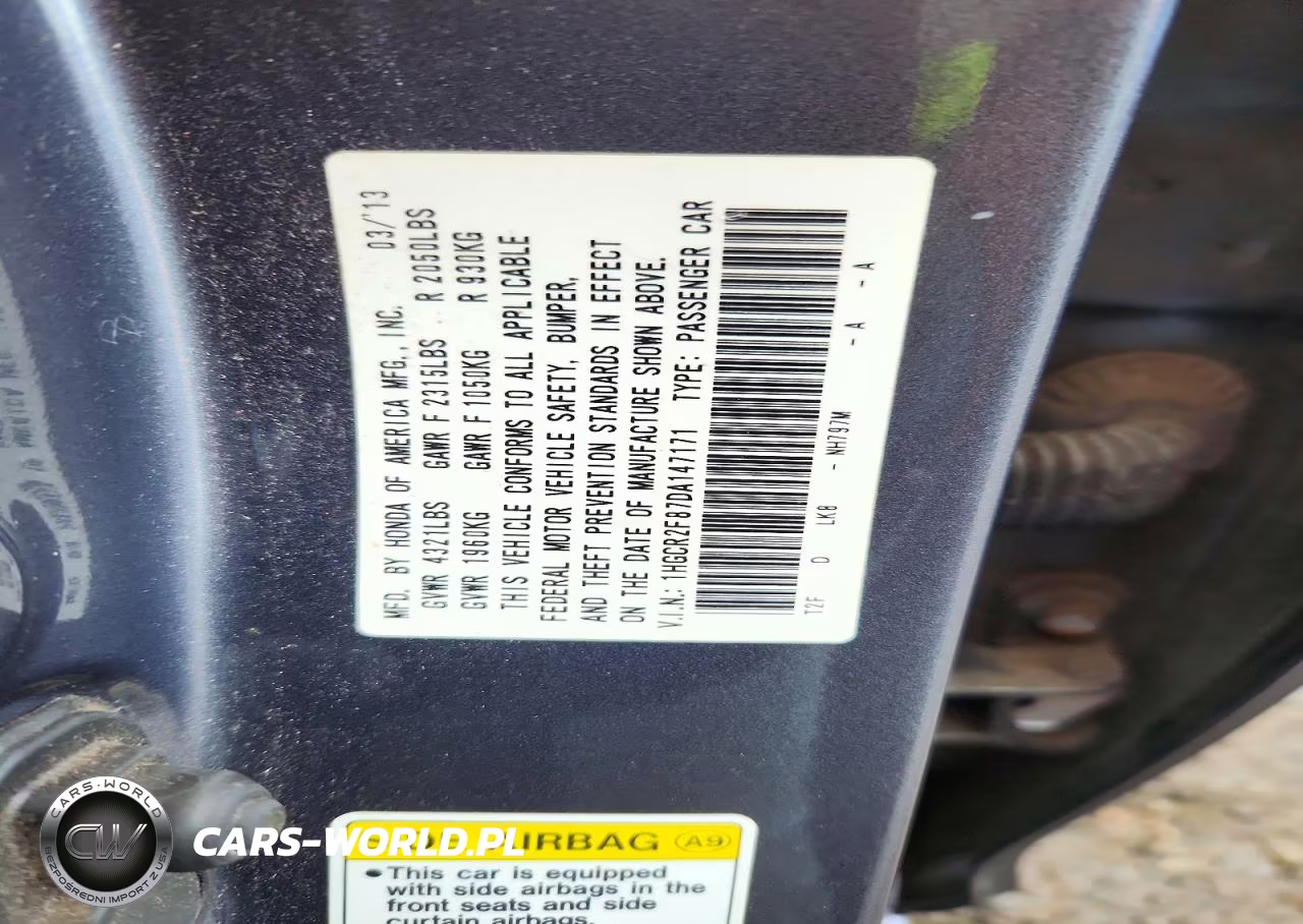 2013 Honda Accord Exl VIN:1HGCR2F87DA147171 - 12
