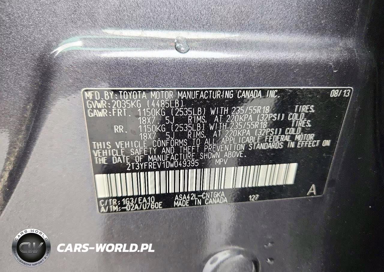 2013 Toyota Rav4 Limited VIN:2T3YFREV1DW049395 - 13