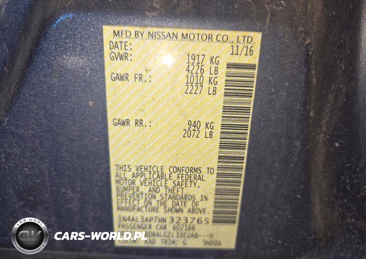 2017 Nissan Altima 2.5 S VIN:1N4AL3AP7HN323765 - 12