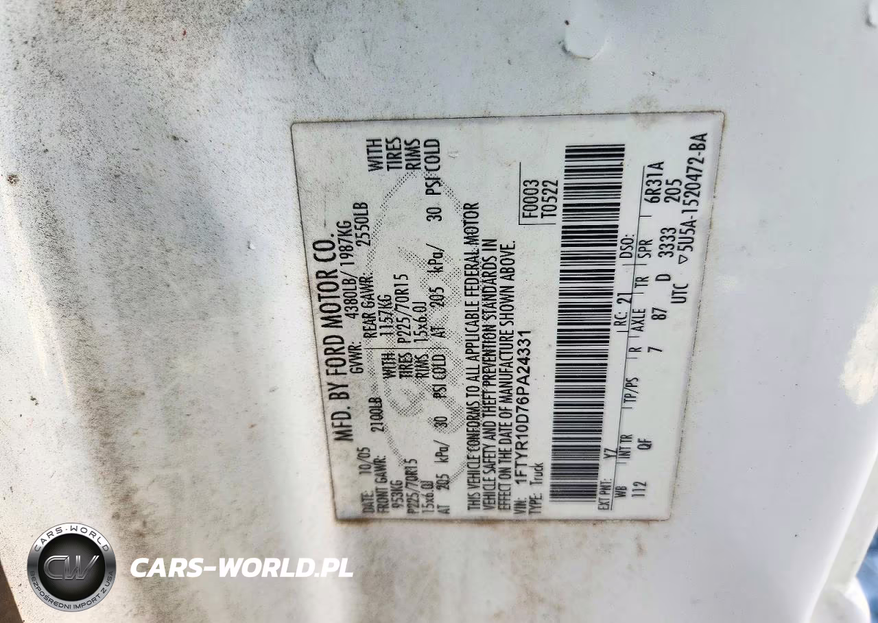 2006 Ford Ranger VIN:1FTYR10D76PA24331 - 12