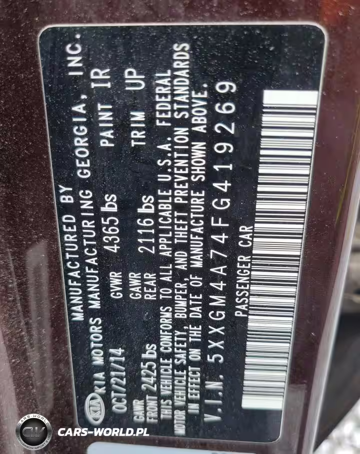 2015 Kia Optima Lx VIN:5XXGM4A74FG419269 - 12