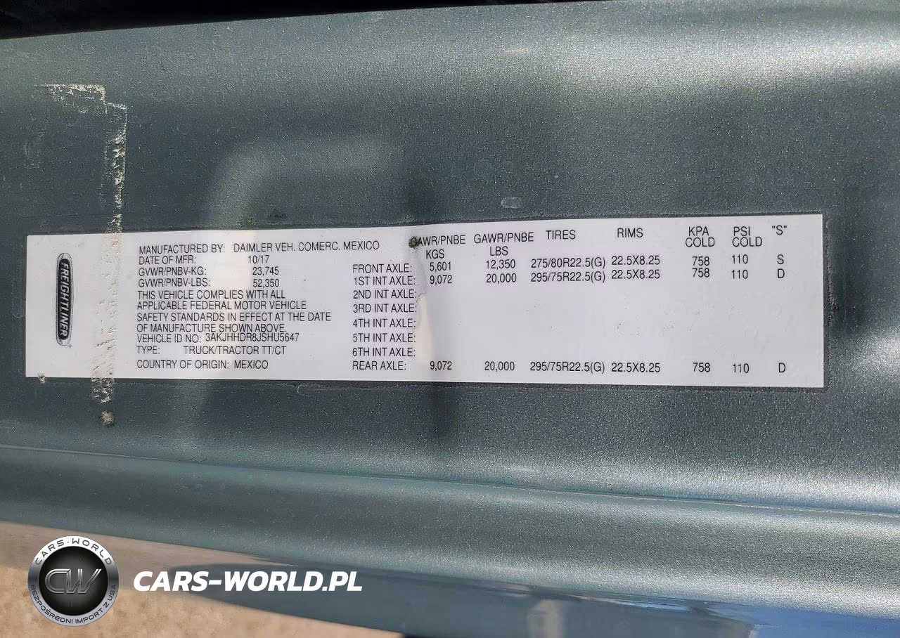 2018 Freightliner Cascadia 126 VIN:3AKJHHDR8JSHU5647 - 12