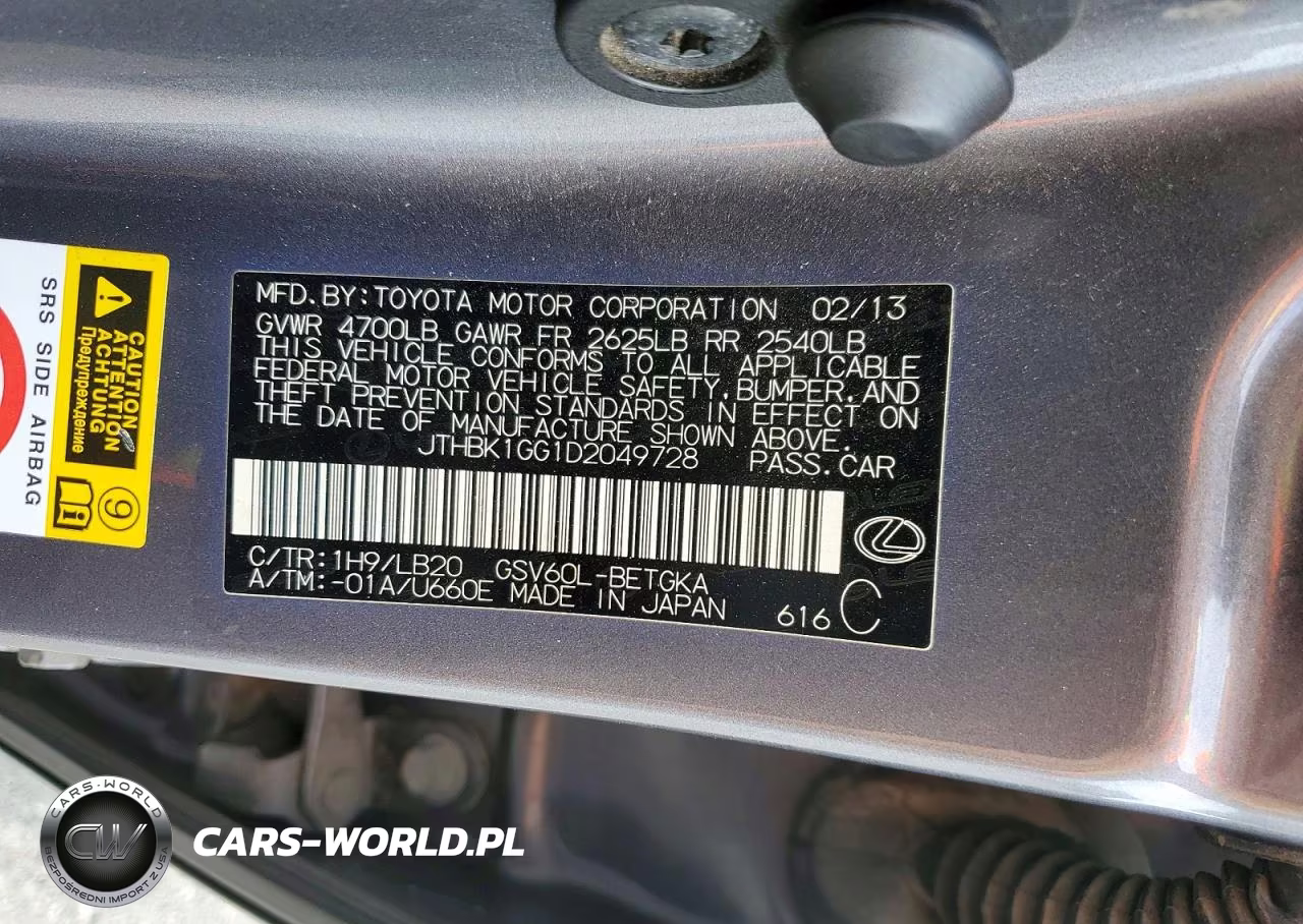 2013 Lexus Es 350 Base VIN:JTHBK1GG1D2049728 - 12