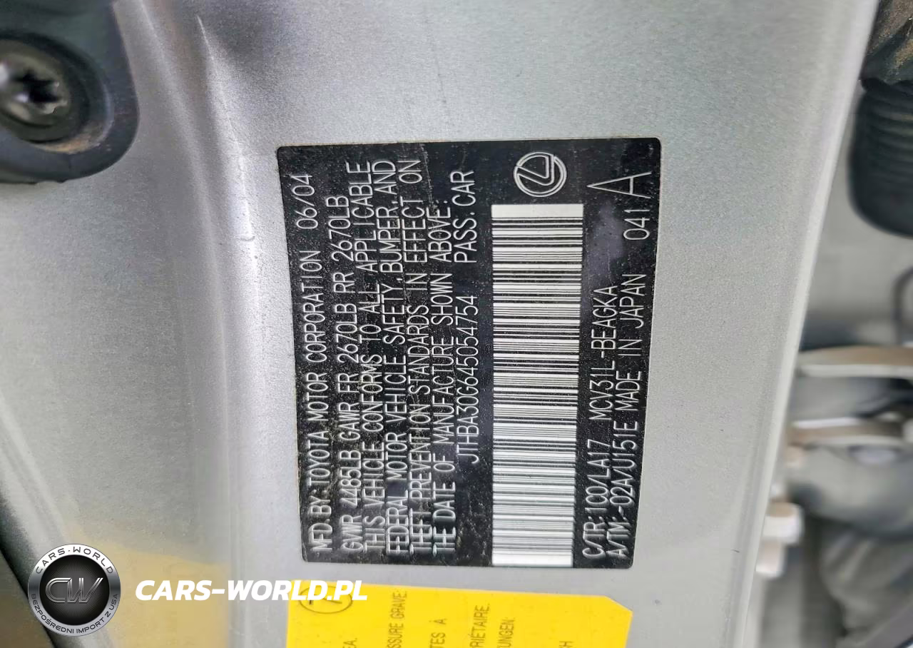 2004 Lexus Es 330 VIN:JTHBA30G645054754 - 12