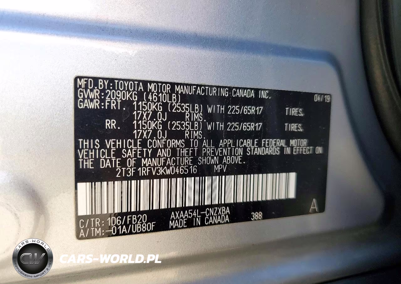 2019 Toyota Rav4 Le VIN:2T3F1RFV3KW046516 - 13