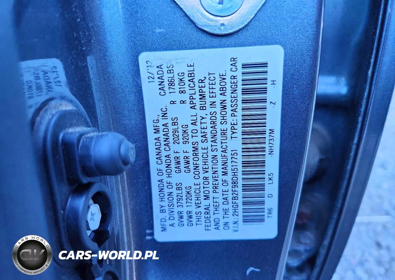 2013 Honda Civic Exl VIN:2HGFB2F98DH517751 - 12