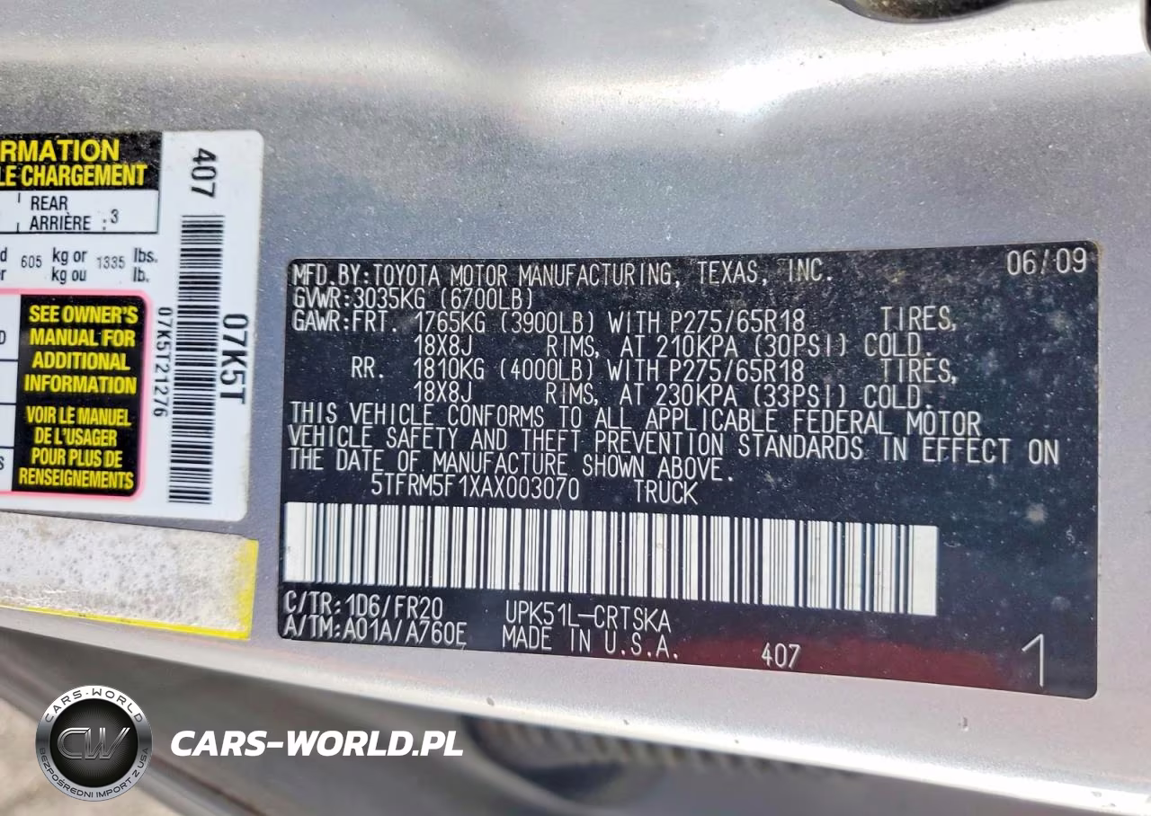 2010 Toyota Tundra Double Cab Sr5 VIN:5TFRM5F1XAX003070 - 12