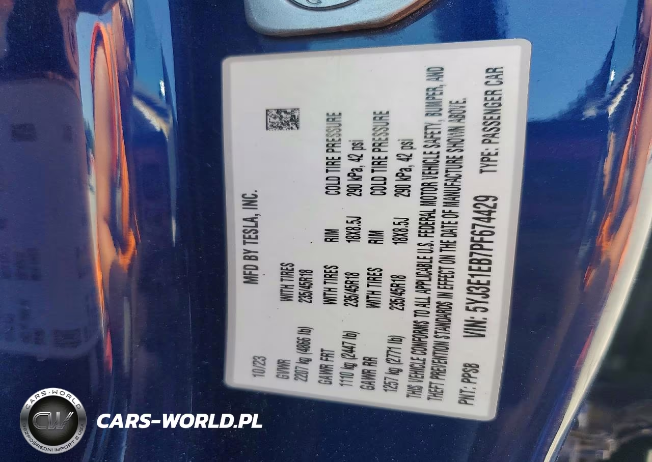 2023 Tesla Model 3 VIN:5YJ3E1EB7PF674429 - 12