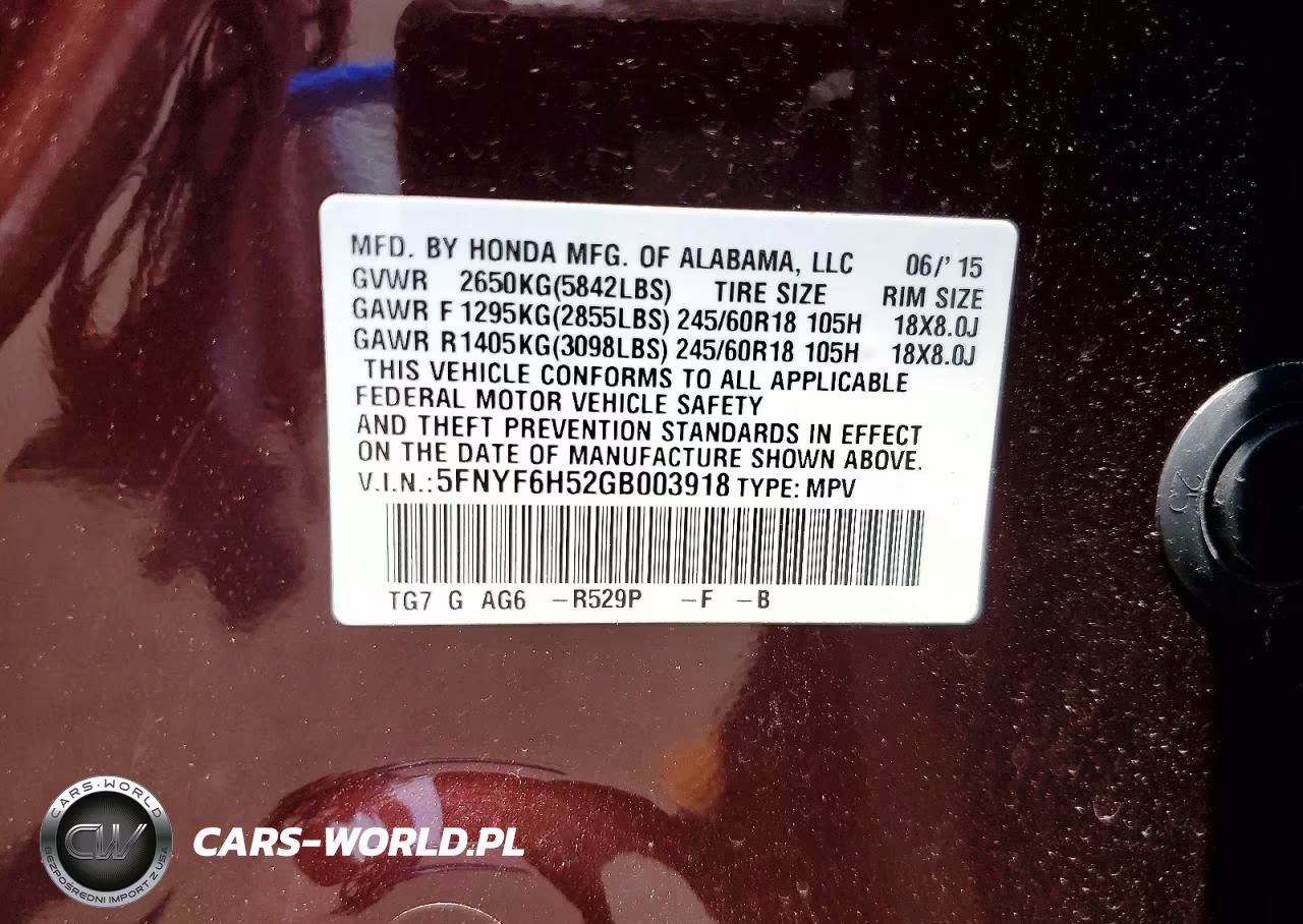 2016 Honda Pilot Exl VIN:5FNYF6H52GB003918 - 13