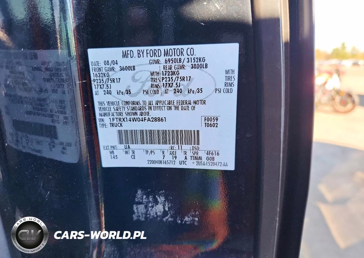 2004 Ford F150 VIN:1FTRX14W04FA28861 - 12
