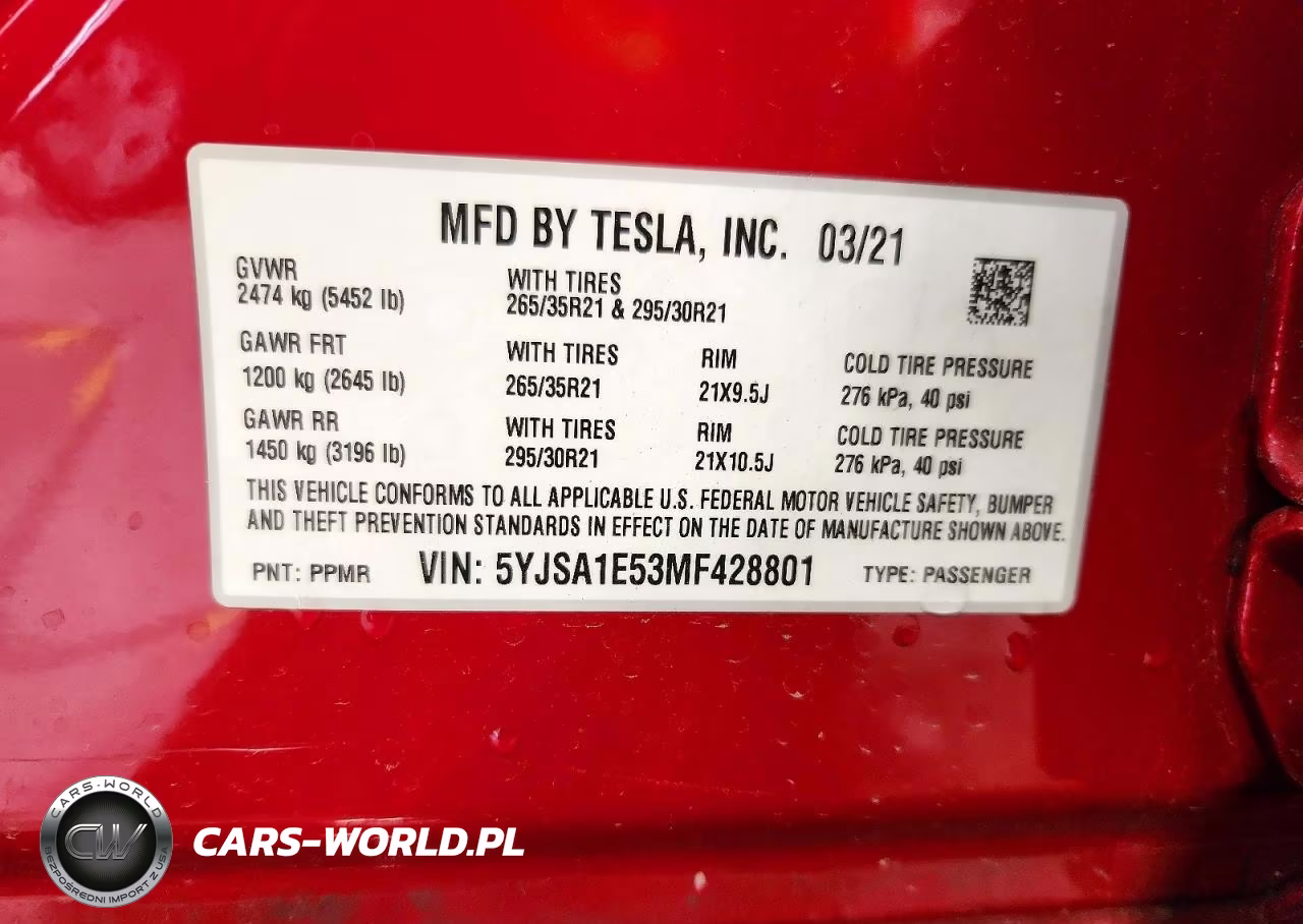 2021 Tesla Model S Long Range Dual Motor All-Wheel Drive VIN:5YJSA1E53MF428801 - 13