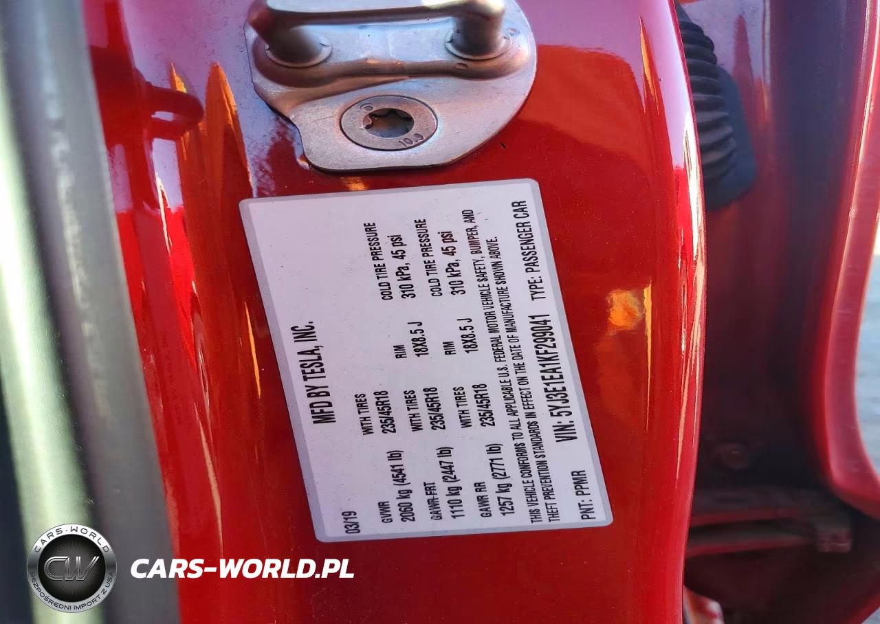 2019 Tesla Model 3 VIN:5YJ3E1EA1KF299041 - 13