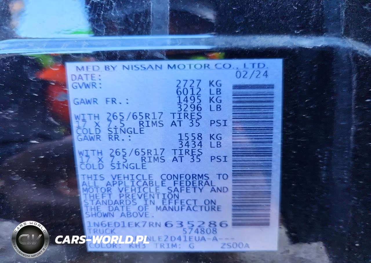 2024 Nissan Frontier Sl 4X4 VIN:1N6ED1EK7RN635286 - 12