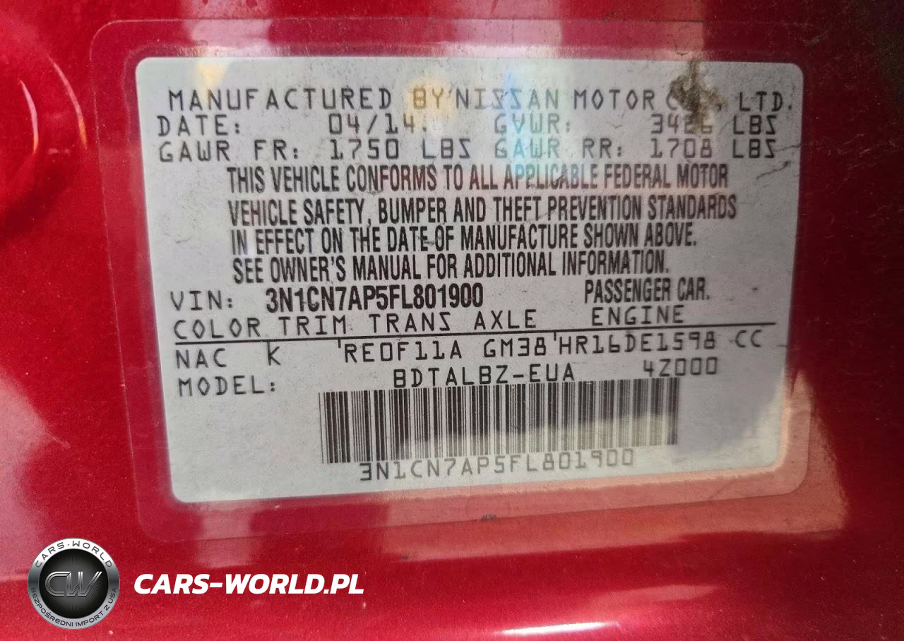 2015 Nissan Versa 1.6 Sv VIN:3N1CN7AP5FL801900 - 13