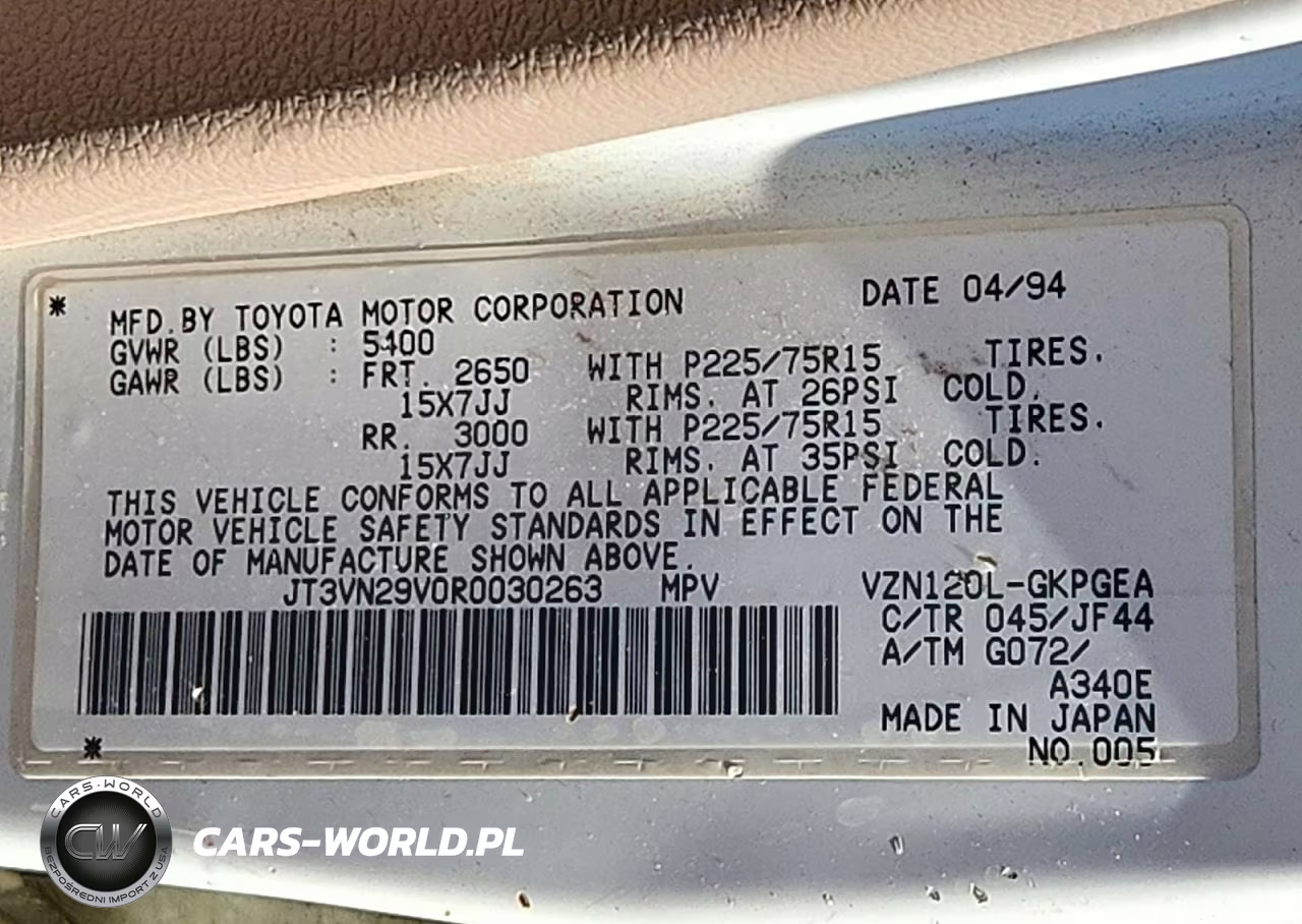 1994 Toyota 4Runner Vn29 Sr5 VIN:JT3VN29V0R0030263 - 13