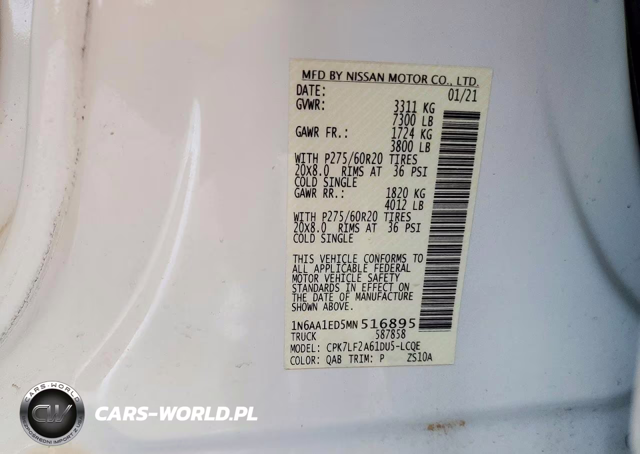 2021 Nissan Titan Platinum Reserve VIN:1N6AA1ED5MN516895 - 12