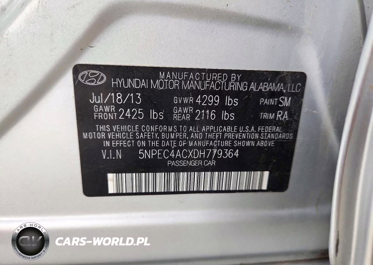 2013 Hyundai Sonata Limited VIN:5NPEC4ACXDH779364 - 12