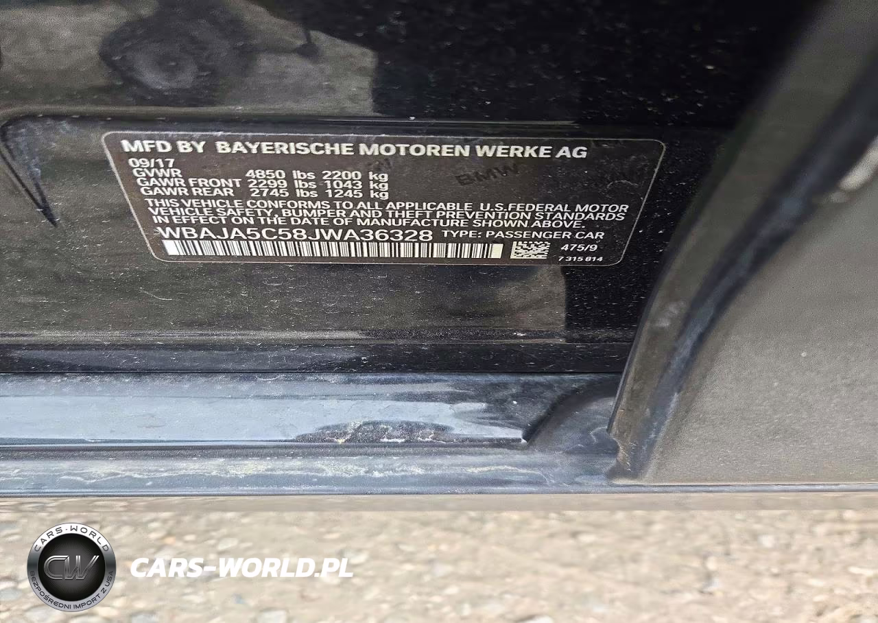 2018 BMW 530 I VIN:WBAJA5C58JWA36328 - 12