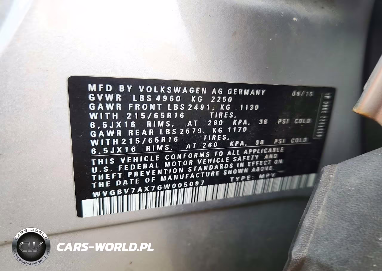 2016 Volkswagen Tiguan S VIN:WVGBV7AX7GW005097 - 13