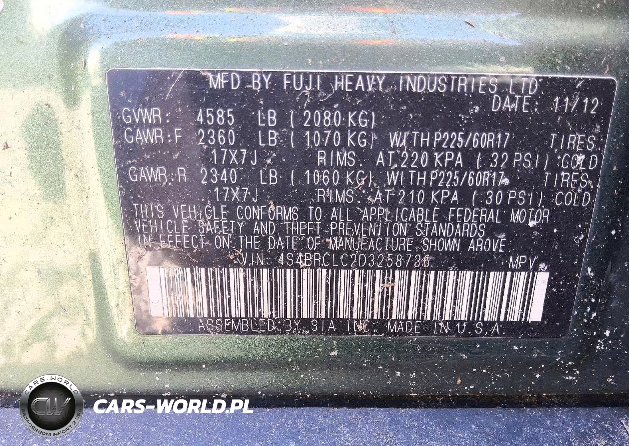 2013 Subaru Outback 2.5I Limited VIN:4S4BRCLC2D3258736 - 12