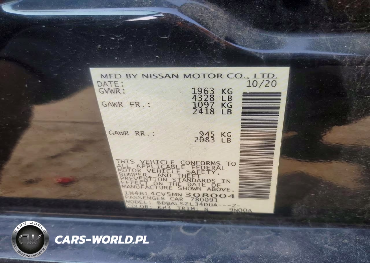 2021 Nissan Altima Sr VIN:1N4BL4CV5MN308004 - 12