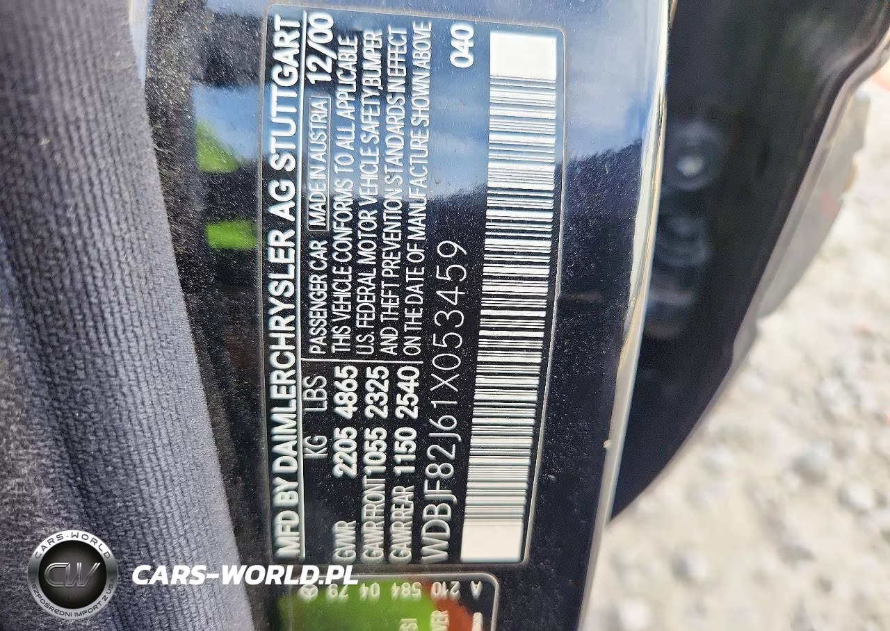 2001 Mercedes-Benz E 320 4Matic VIN:WDBJF82J61X053459 - 12