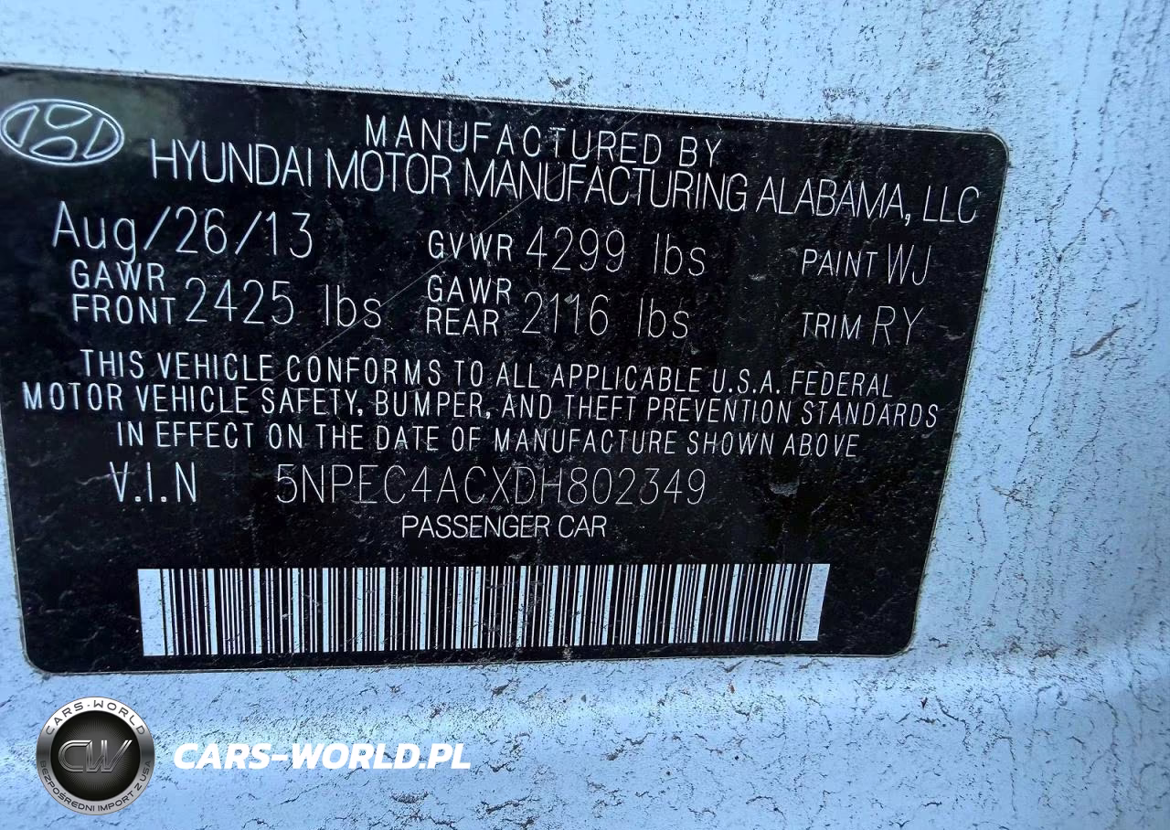 2013 Hyundai Sonata Se VIN:5NPEC4ACXDH802349 - 10