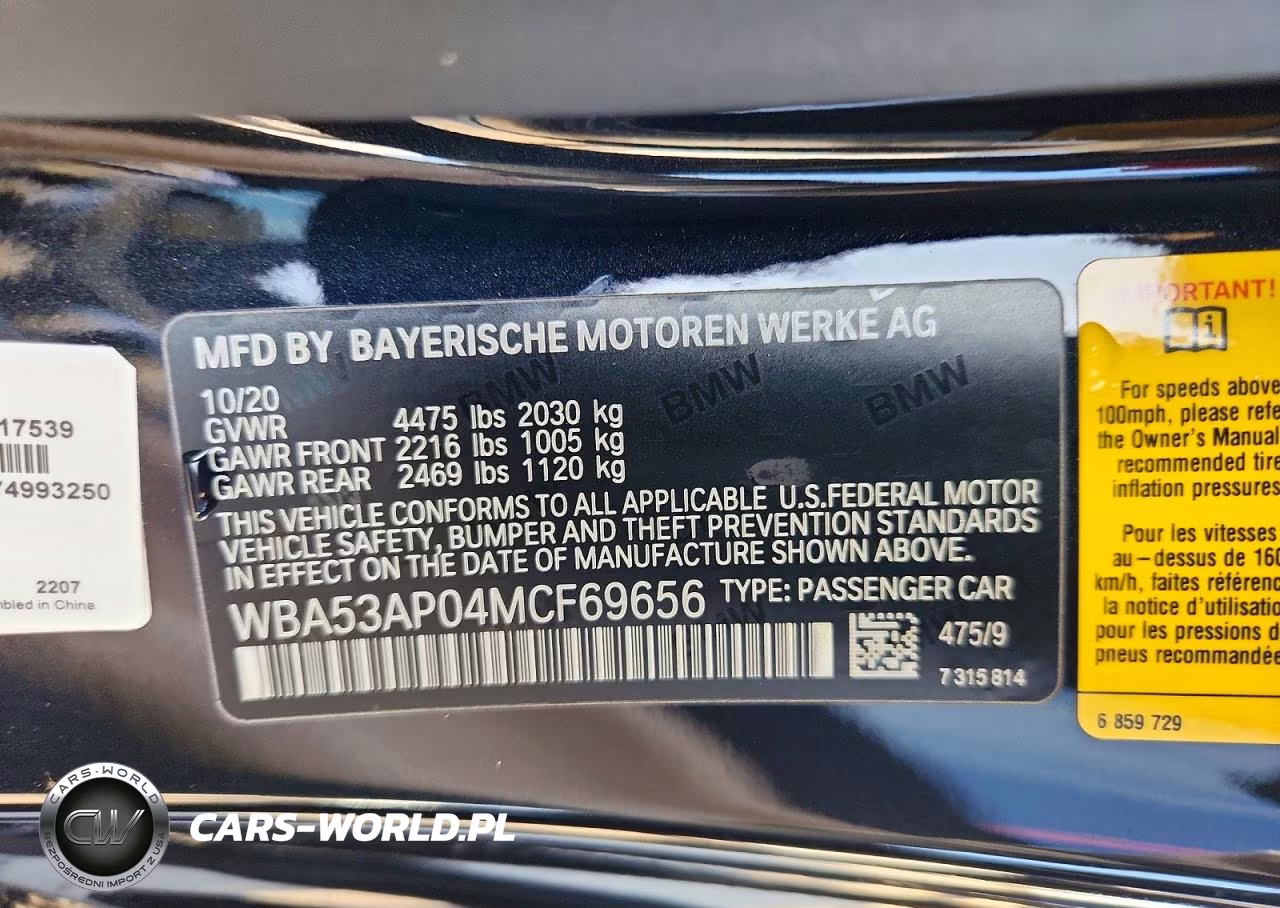 2021 BMW 430I VIN:WBA53AP04MCF69656 - 12