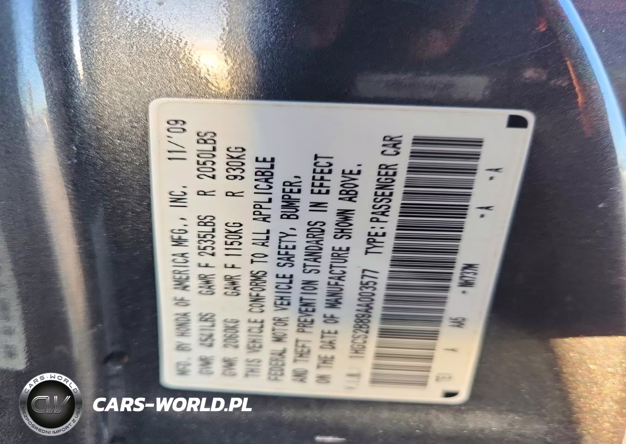 2010 Honda Accord Exl VIN:1HGCS2B89AA003577 - 12