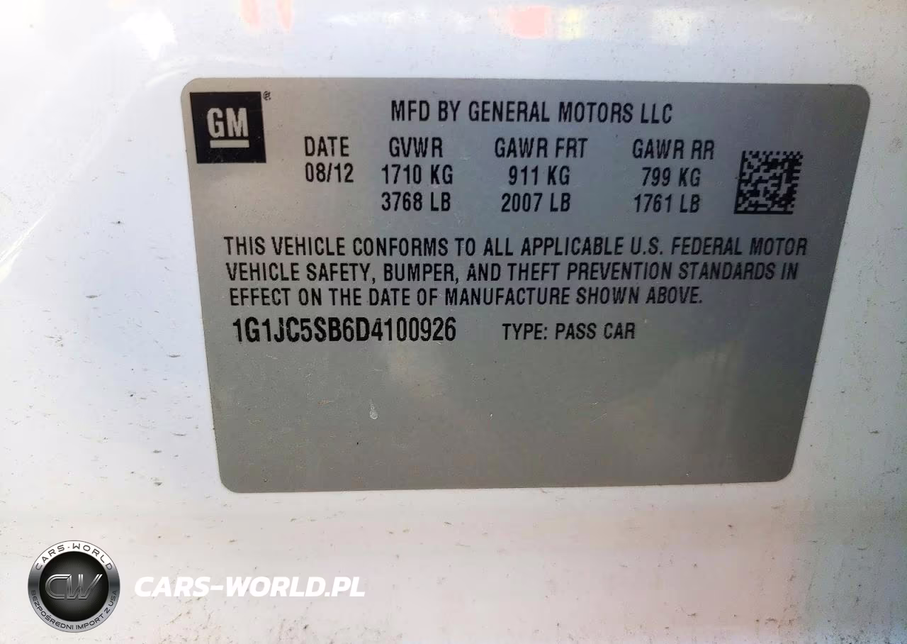 2013 Chevrolet Sonic Lt VIN:1G1JC5SB6D4100926 - 12