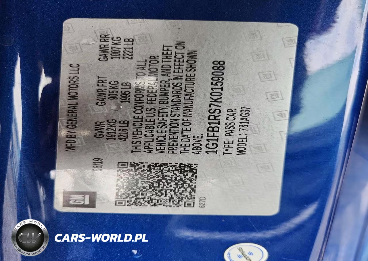 2019 Chevrolet Camaro Ls VIN:1G1FB1RS7K0159088 - 13
