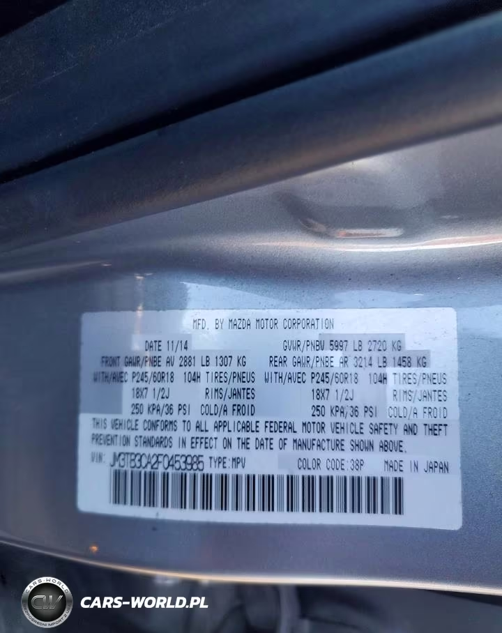 2015 Mazda Cx-9 Touring VIN:JM3TB3CA2F0453985 - 14