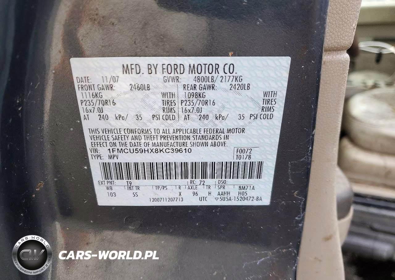 2008 Ford Escape Hev VIN:1FMCU59HX8KC39610 - 13