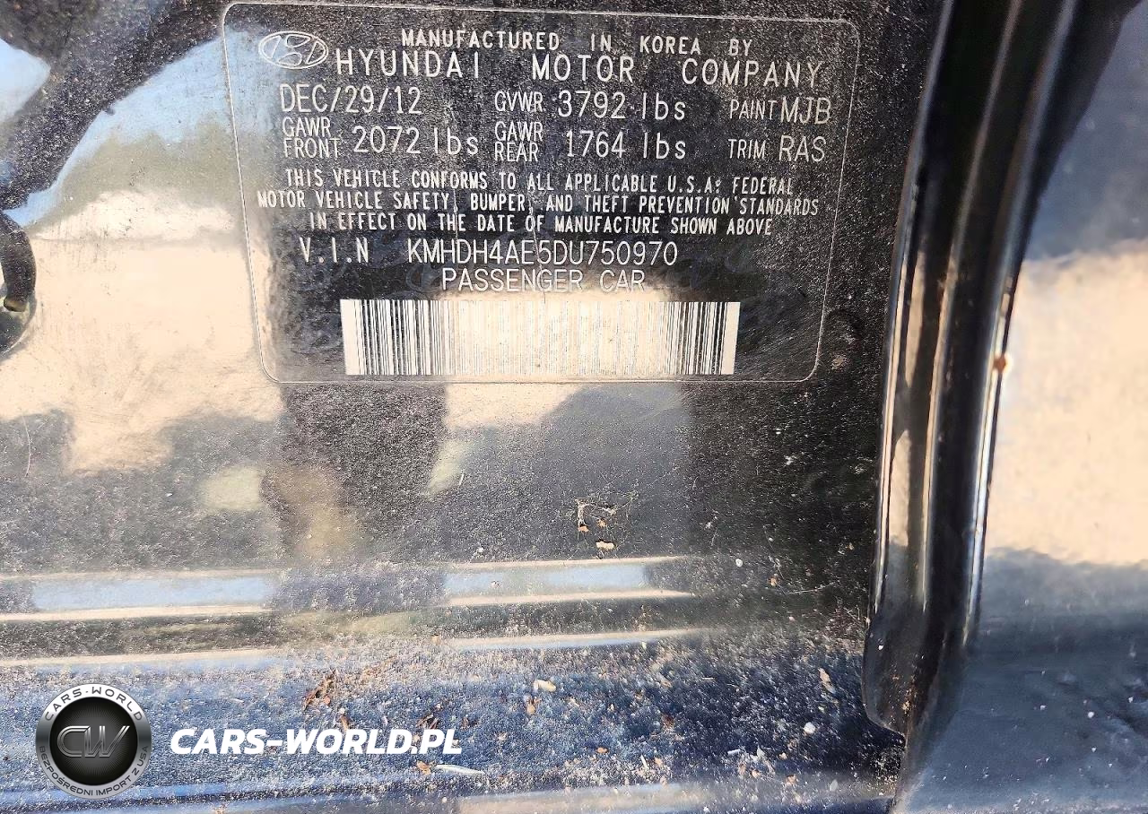 2013 Hyundai Elantra Limited VIN:KMHDH4AE5DU750970 - 13