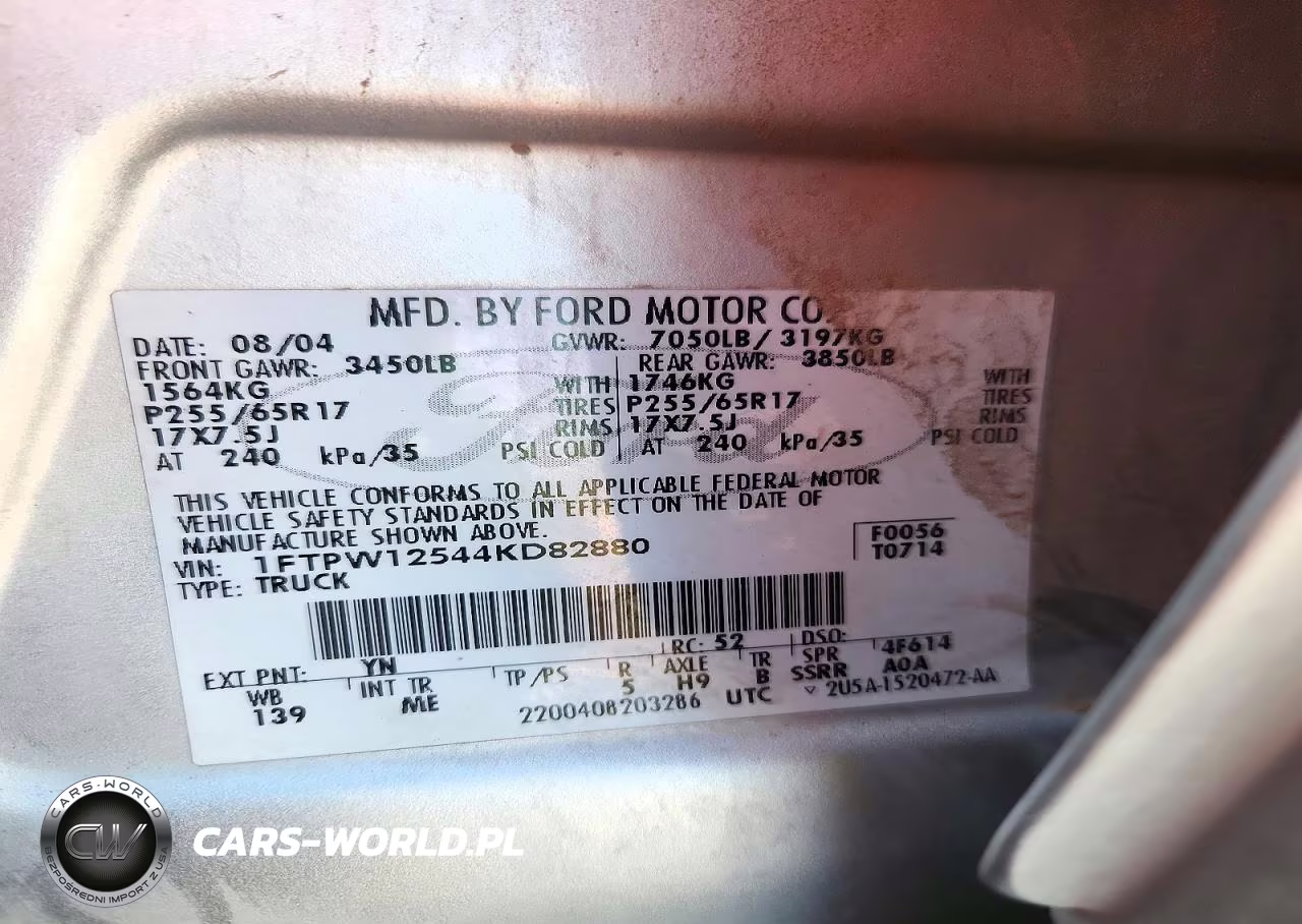 2004 Ford F150 Supercrew VIN:1FTPW12544KD82880 - 12