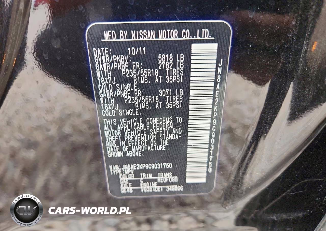 2012 Nissan Quest 3.5 Sl VIN:JN8AE2KP9C9031750 - 13