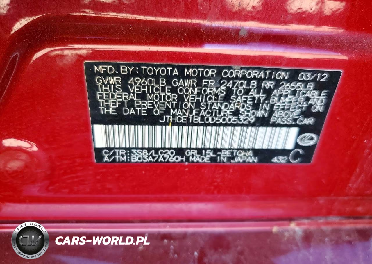 2013 Lexus Gs 350 VIN:JTHCE1BL0D5005329 - 12