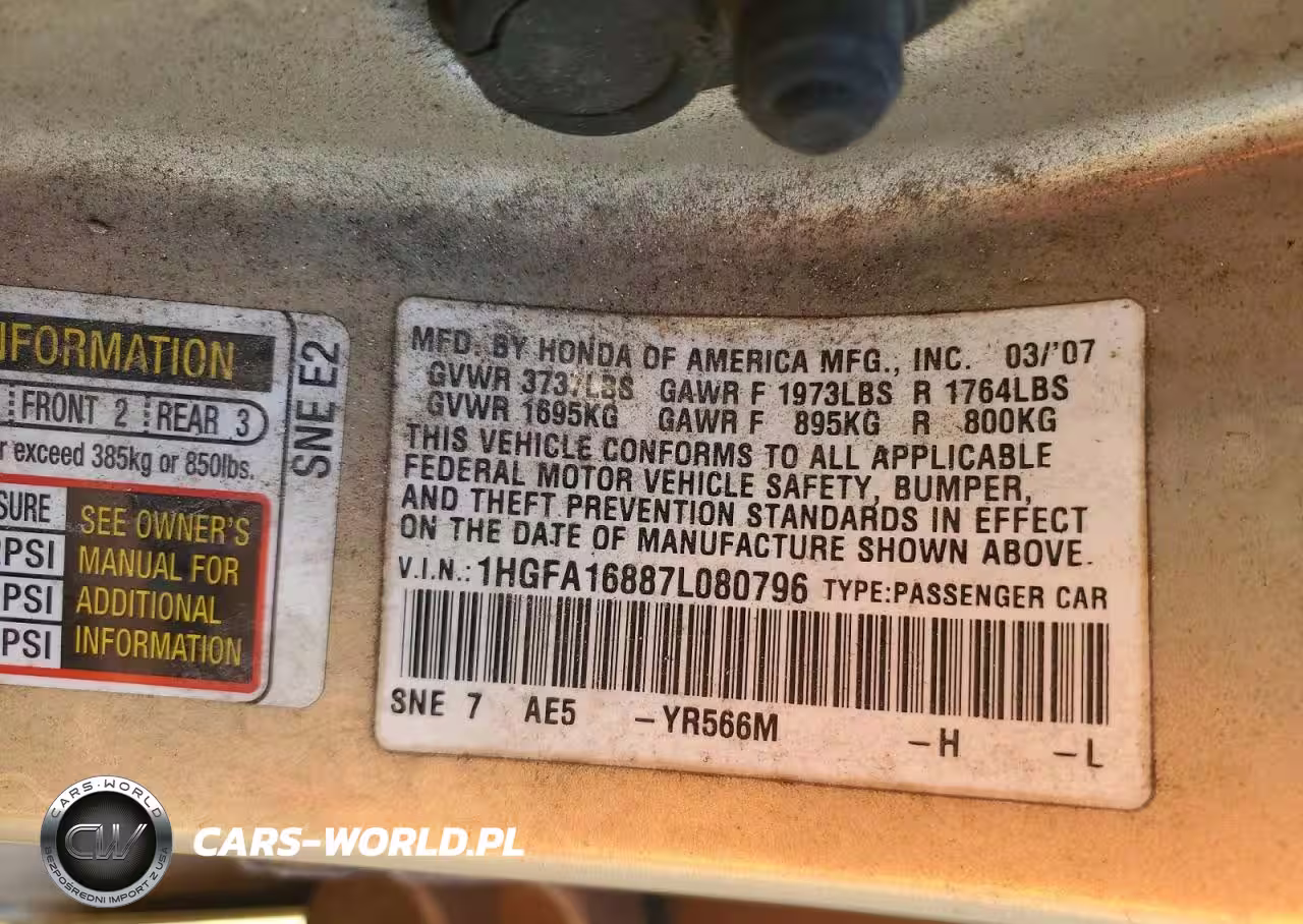 2007 Honda Civic Ex VIN:1HGFA16887L080796 - 13