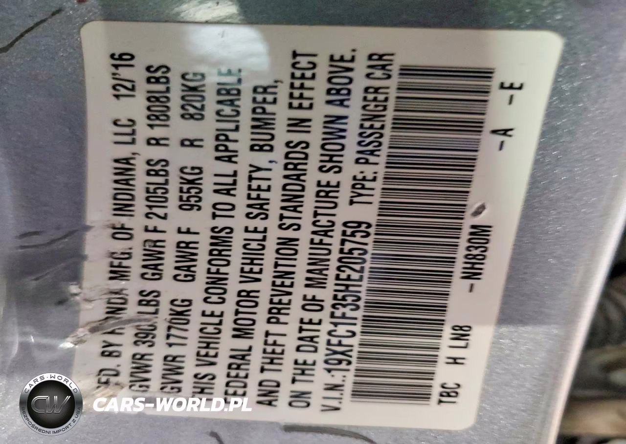 2017 Honda Civic Ex VIN:19XFC1F35HE205759 - 12