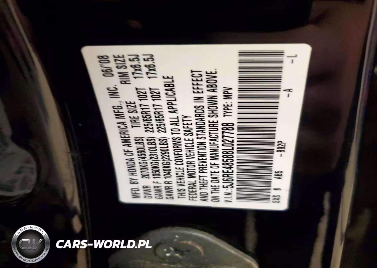 2008 Honda Cr-V Ex VIN:5J6RE48588L027788 - 13