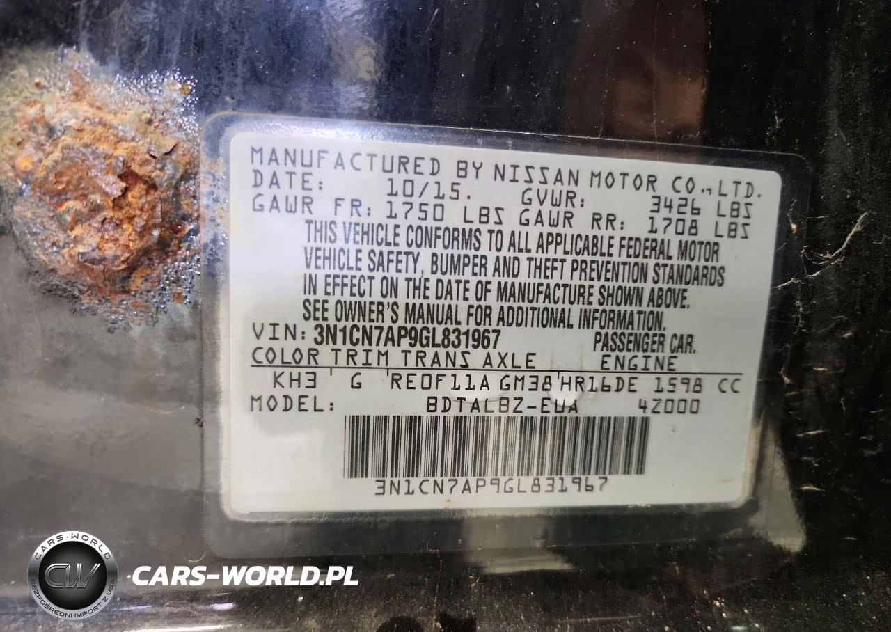 2016 Nissan Versa 1.6 Sv VIN:3N1CN7AP9GL831967 - 12