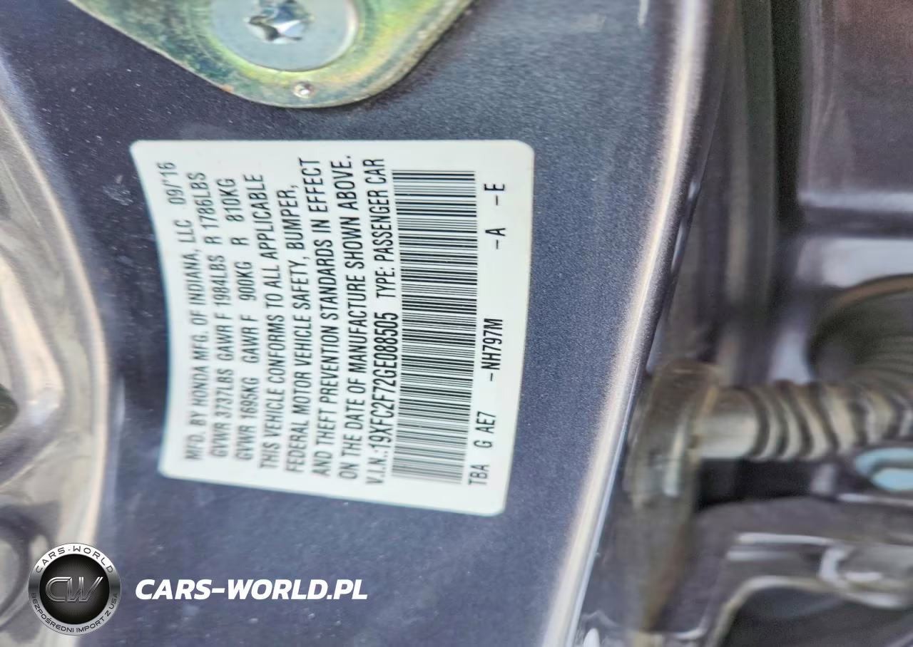 2016 Honda Civic VIN:19XFC2F72GE088505 - 12