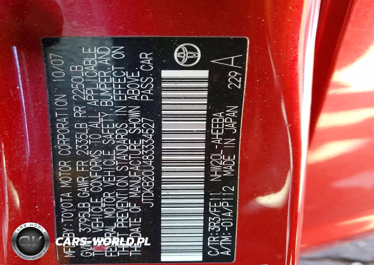 2008 Toyota Prius Base VIN:JTDKB20U483334527 - 12