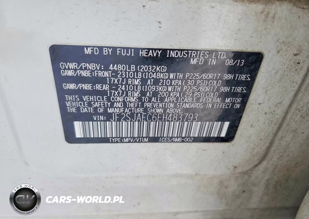 2014 Subaru Forester 2.5I Premium VIN:JF2SJAEC6EH483793 - 13