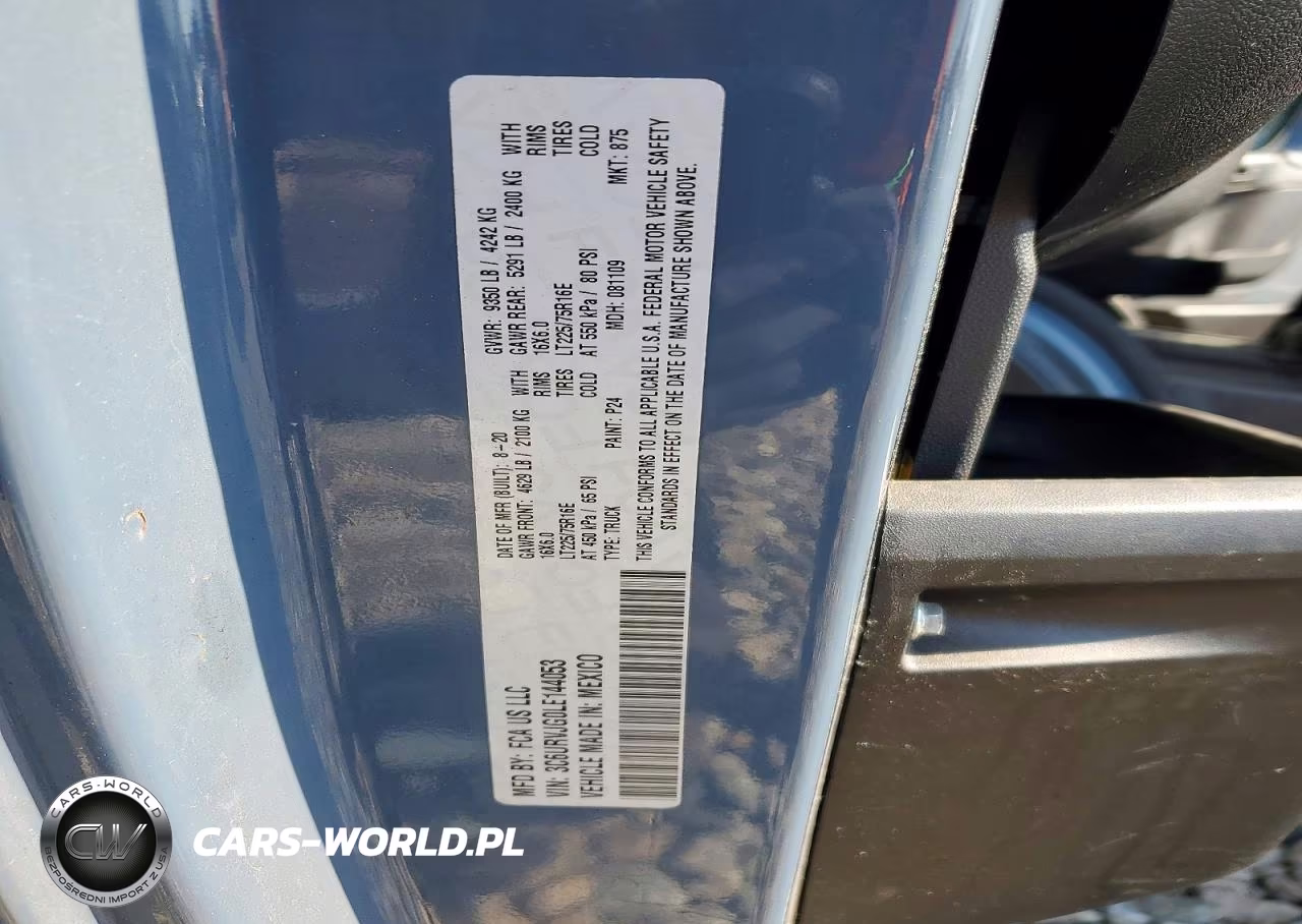 2020 Ram Promaster 3500 Delivery Van VIN:3C6URVJG0LE144053 - 13