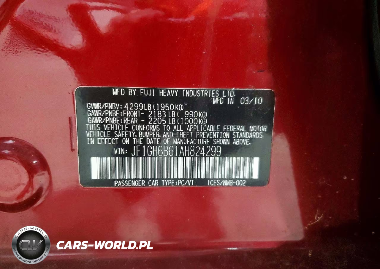 2010 Subaru Impreza VIN:JF1GH6B61AH824299 - 13