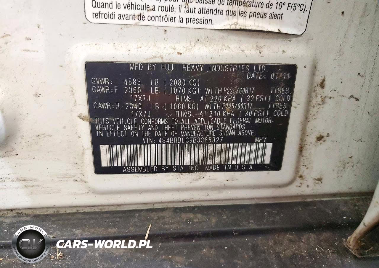 2011 Subaru Outback 2.5I Limited VIN:4S4BRBLC9B3385927 - 13